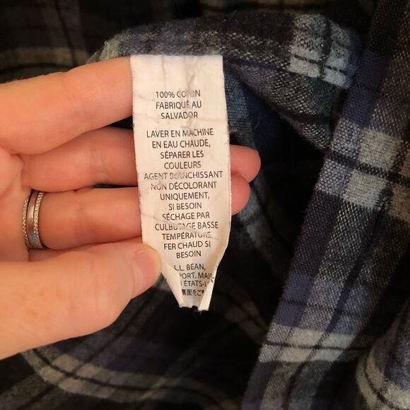 Vintage LL Bean Plaid Flannel Button Down Long Sleeve Shirt Shacket - Picture 6 of 7